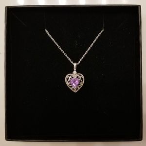 Sterling Amethyst Heart Necklace